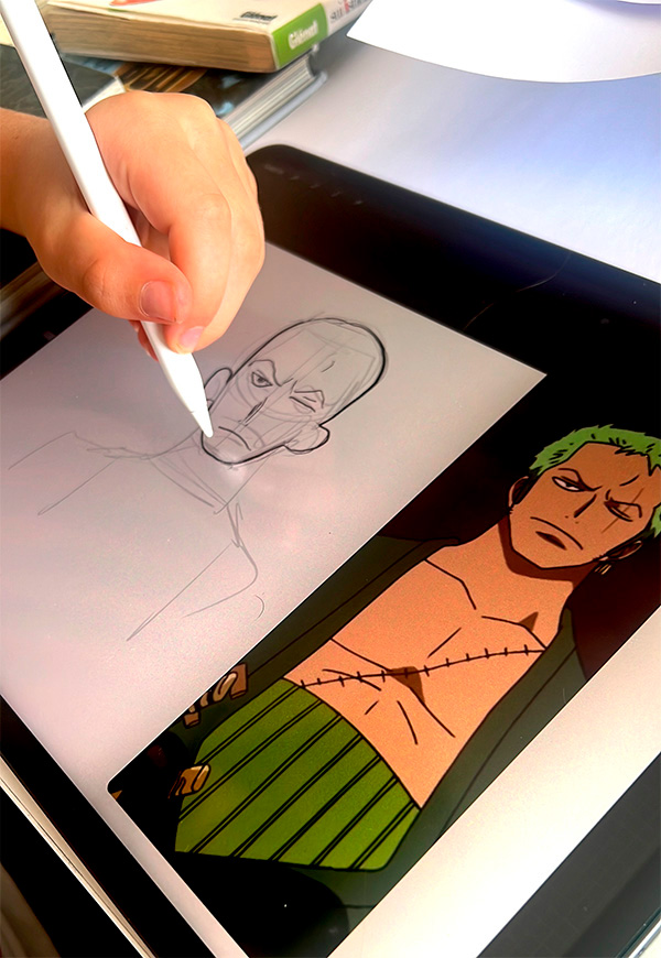 Illustration numérique d'un torii japonais réalisée en cours d'art digital Edumanga
