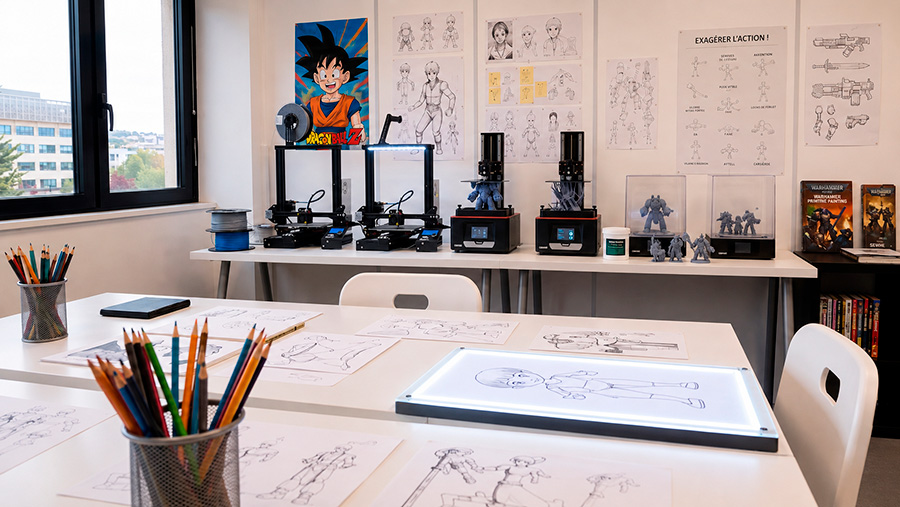 Personnage robot modélisé en 3D par un élève du cours Edumanga à Vélizy-Villacoublay