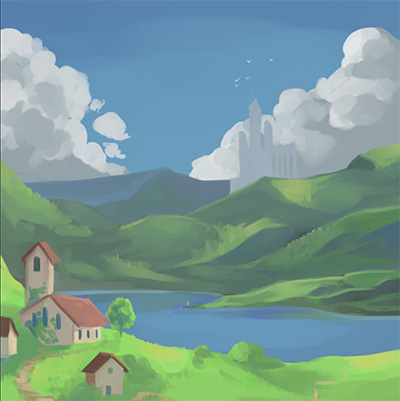 peinture digitale sur photoshop d'un decors